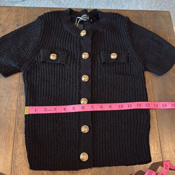 Summer Cropped Sweater Cardigan Short Sleeve Button Down Dressy Casual Knit Top - Picture 9 of 13